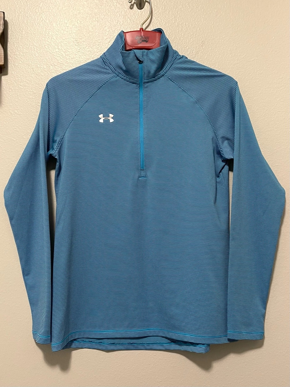 Under Armour Loose HeatGear 1/4 Zip Pullover - Tech Island Blue Stripes - Small